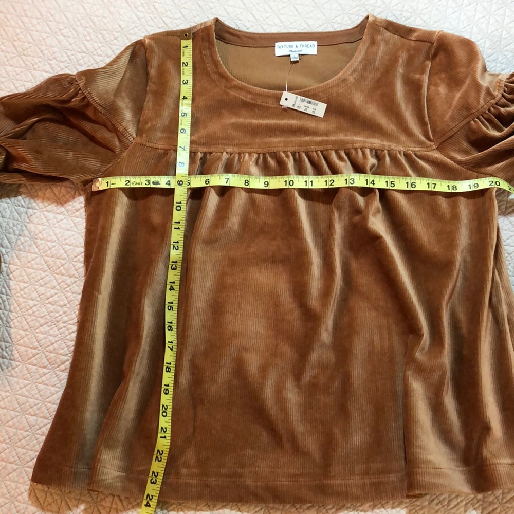 Madewell velour corduroy top, bell sleeves size L - Picture 7 of 10